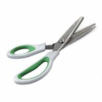 ZXUY Pinking Shears Green Comfort Grips Professional Dressmaking Pinking Shears Crafts Zig Zag Cut Scissors Sewing Scissors (1, 5 Ounce) #ad