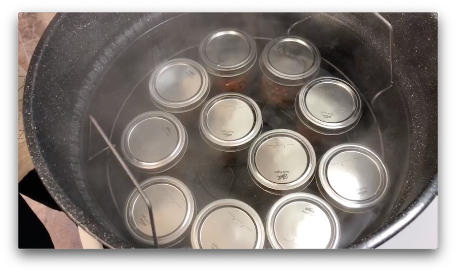 Pepper Relish Jars in Canner