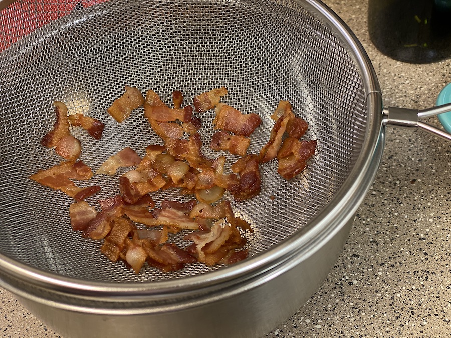 Bacon in the Strainer