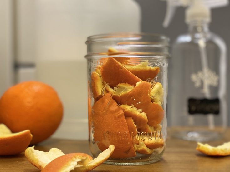 orange peel vinegar in jar