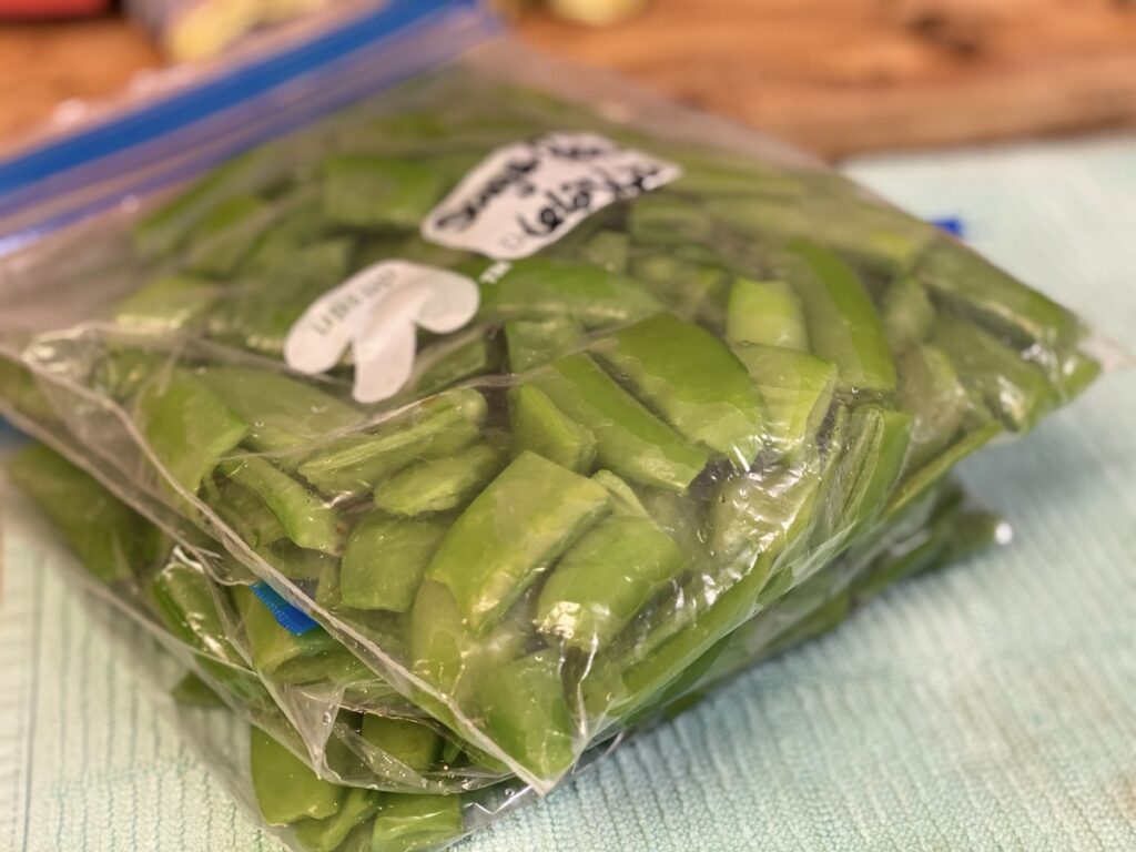 freezer bags of snap peas